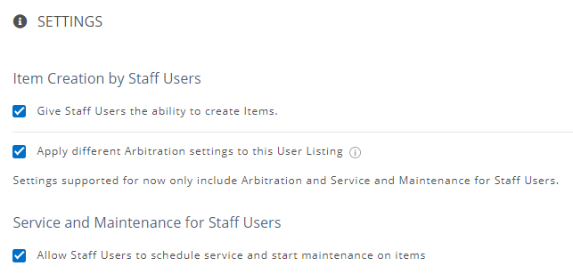 8. Staff user listings settings