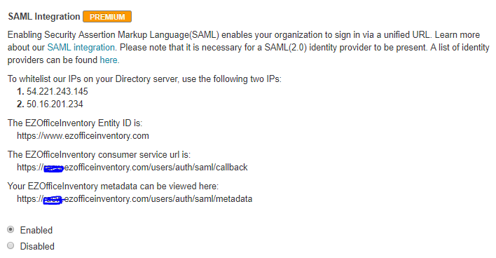 SAML integration