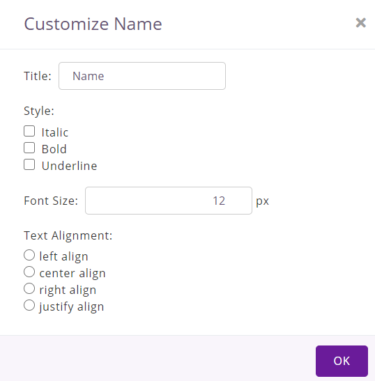 customize item name