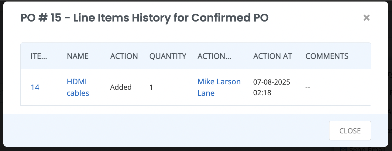 line item history