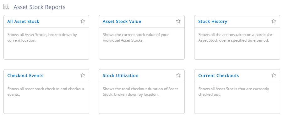 asset stock item reports