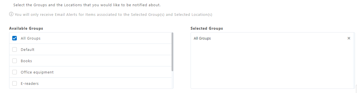 Setting up user alerts by group