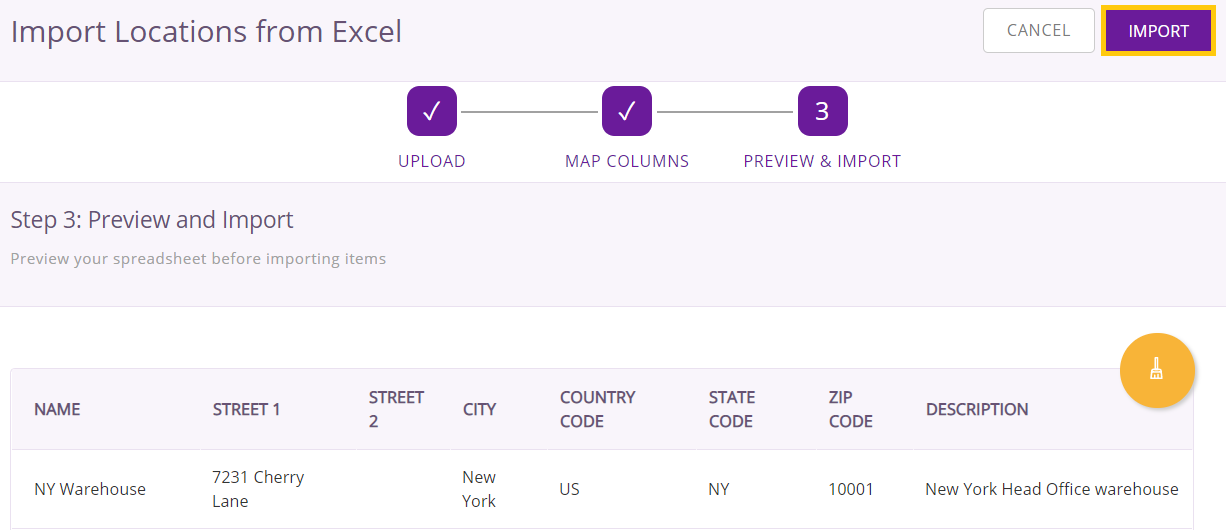 import locations from excel