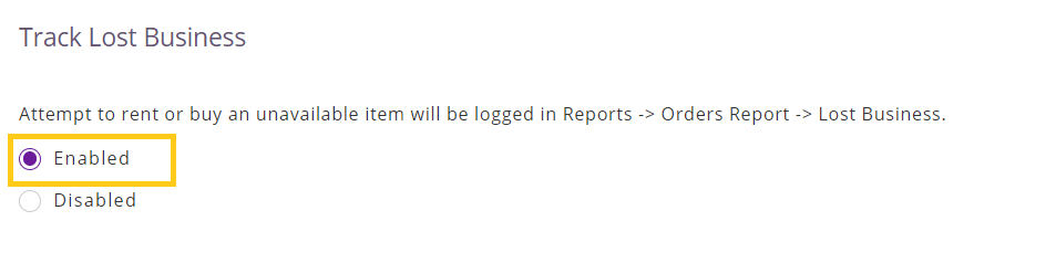 Enable lost business report