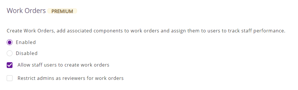 Enable Work Orders
