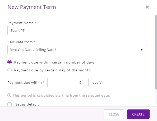 create new payment term