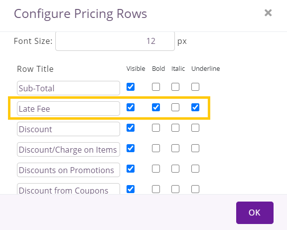 customize late fee field