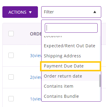 payment due date filter