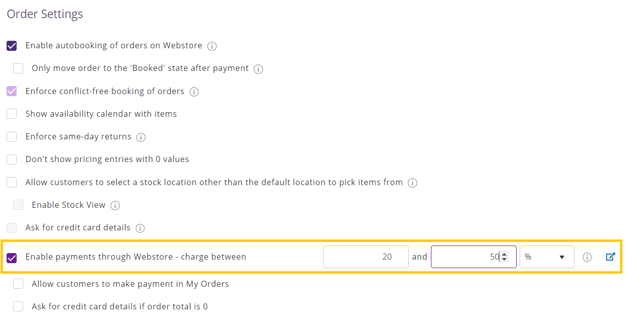 Enable payments range