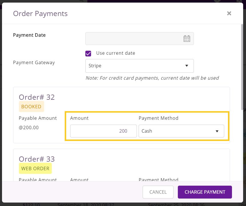 Specify amount and payment gateway