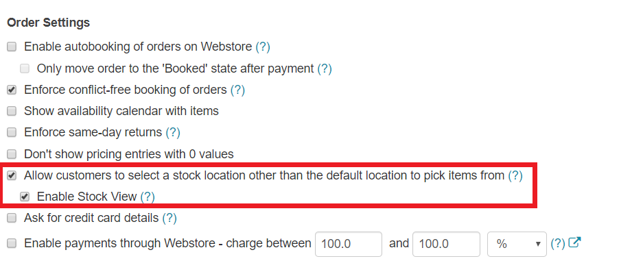 Allow to pick items from stock location other than default location on Webstore