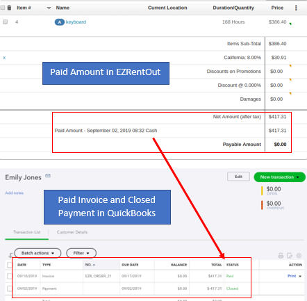 full paid invoice in ezrentout