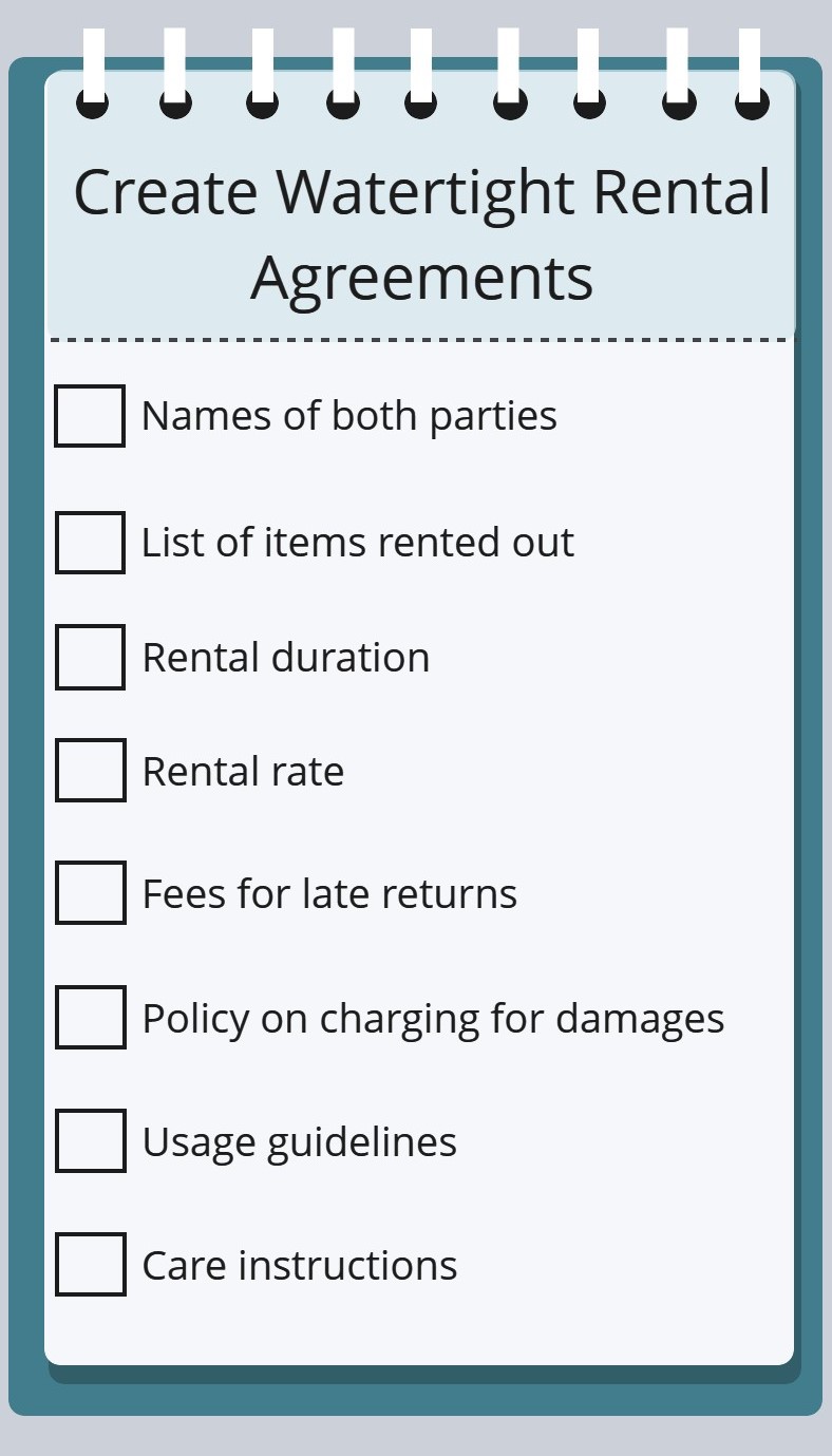 Party rental ideas: Watertight rental agreement