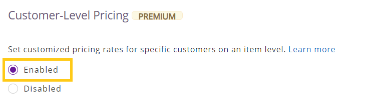 Enable customer level pricing