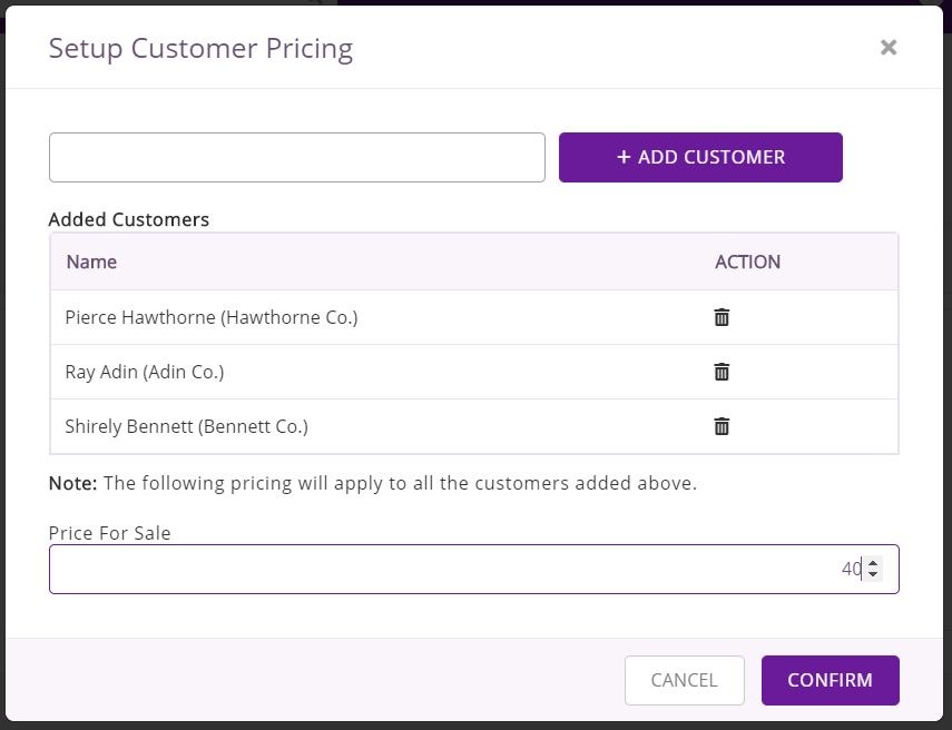 Setup customer pricing for Inventory