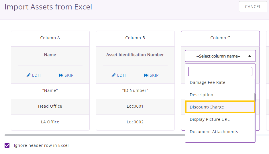 add discount when importing