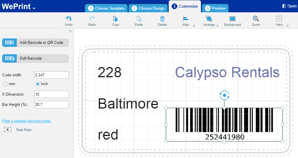 add barcode to avery labels