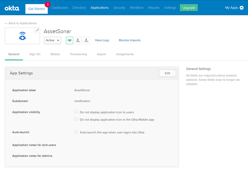 Adding the AssetSonar application in Okta 7