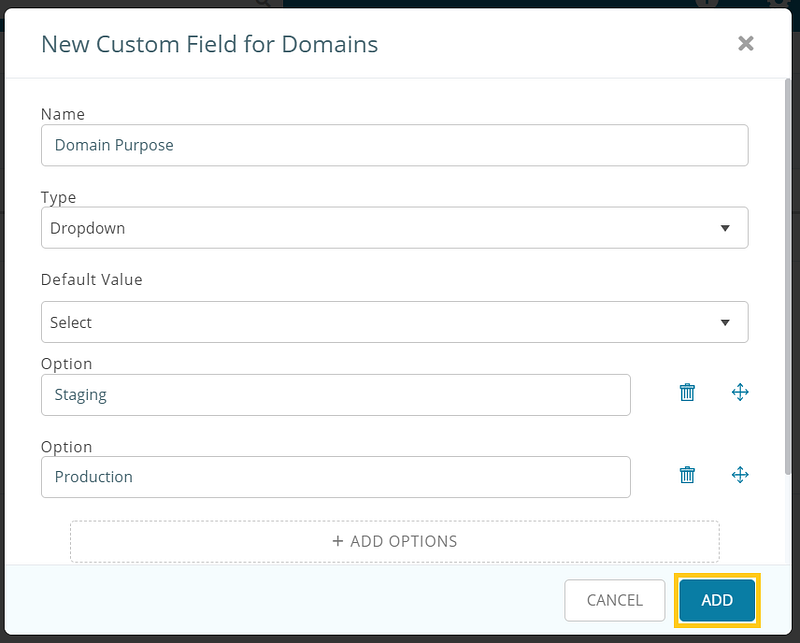 Custom fields in Domains 2
