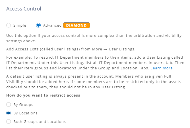 restrict access by locations instead of groups