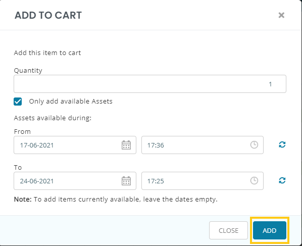 Specify how many of a certain item you would like to add to the cart