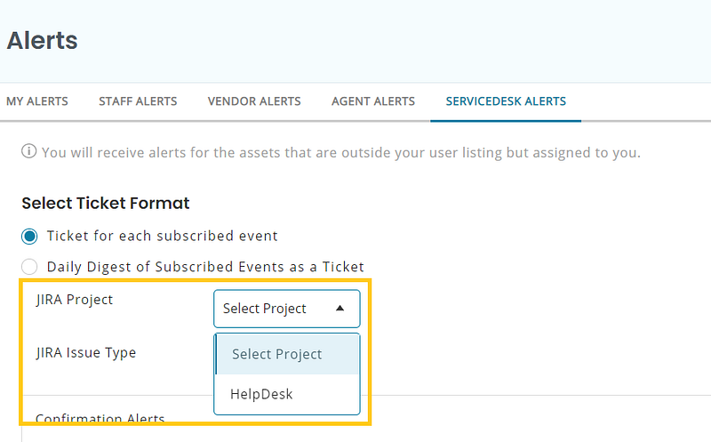 you can select all the alerts against which you want to create issues in your Jira Helpdesk