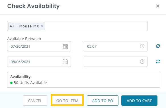 Actions in Check Availability