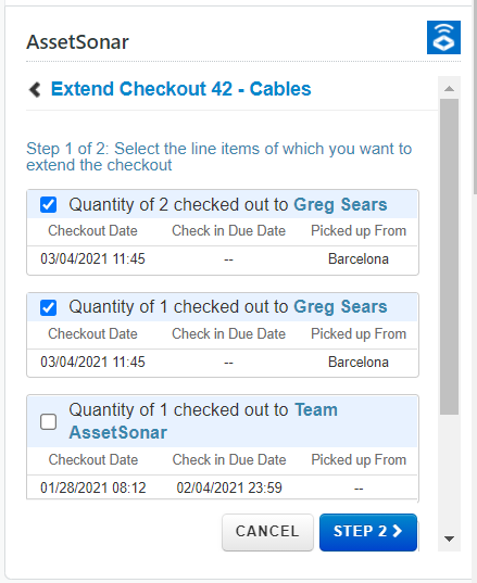 Extending checkouts for Asset Stock 1