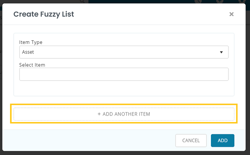 overlay where you can begin to populate your Fuzzy List