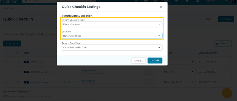 adding a single location while mass checking in Items