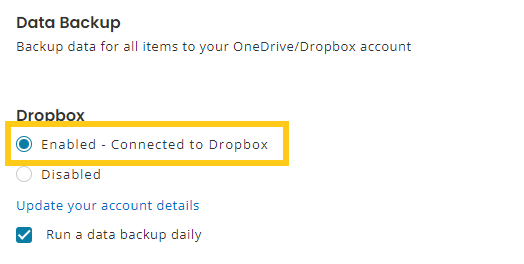 Enabling Dropbox Integration