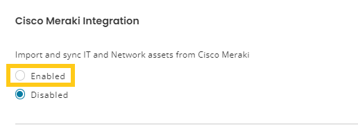 Enabling Cisco Meraki integration 1
