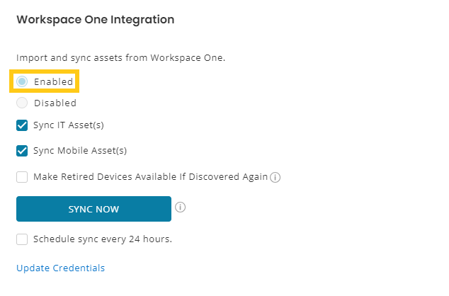 Enabling the Workspace One integration