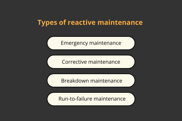 types of reactive maintenance