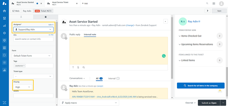 3. Automated ticket generation in Zendesk