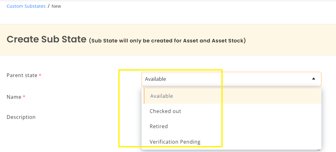 Create custom substate for asset stock 2