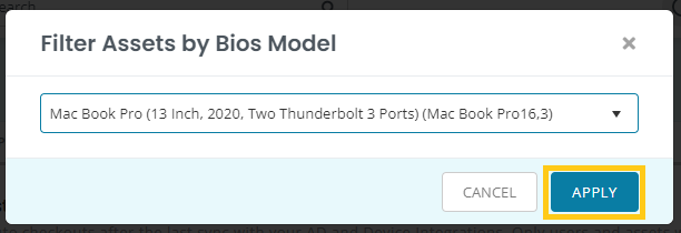 Select the relevant Model from the dropdown