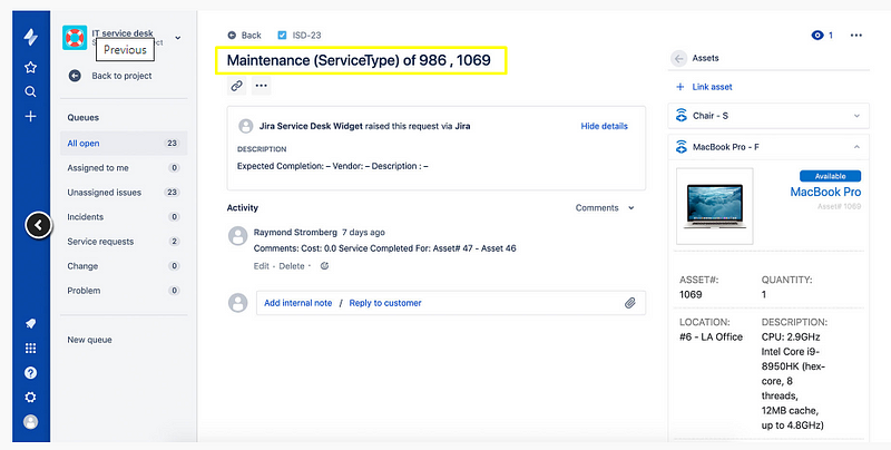 View maintenance records in Jira