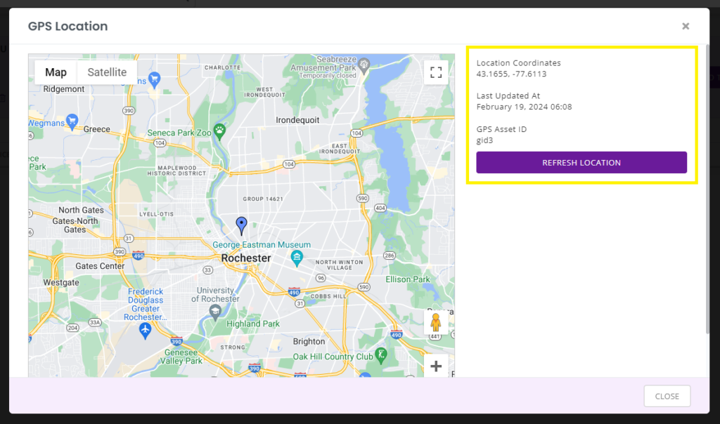 04B - GPS API Asset Location Tracking - Access asset location from asset details page - Refresh to get updated location