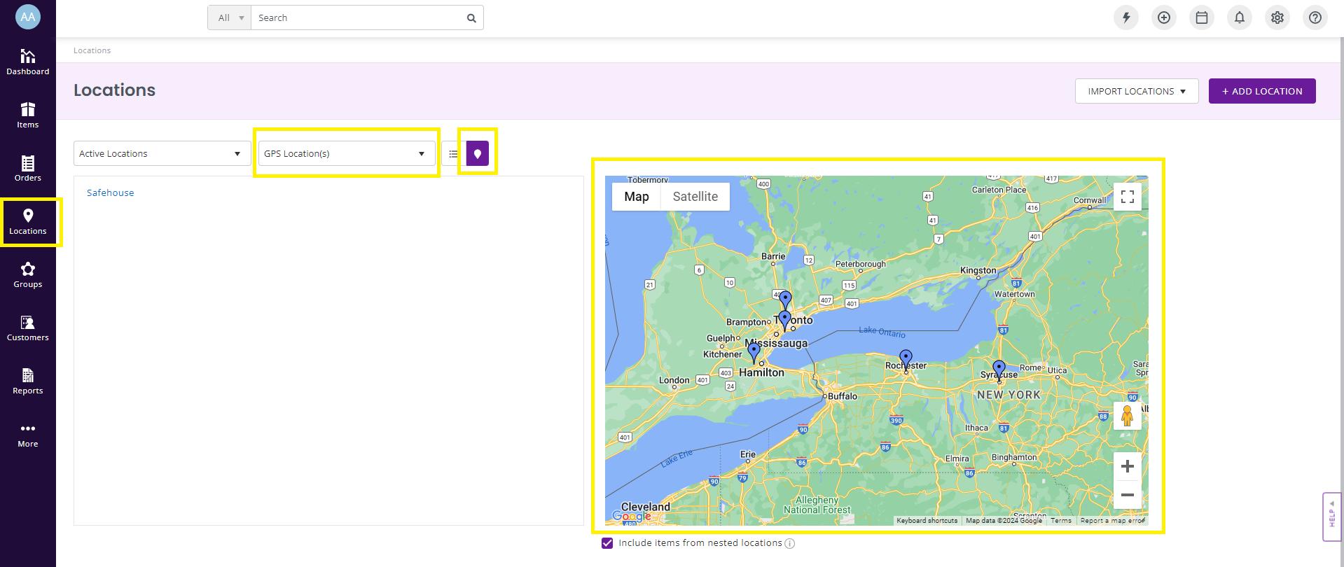 06A - GPS API Asset Location Tracking - Track all asset locations in Locations by choosing GPS Location