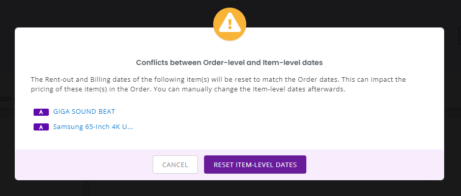 Conflict between order-level and item-level dates
