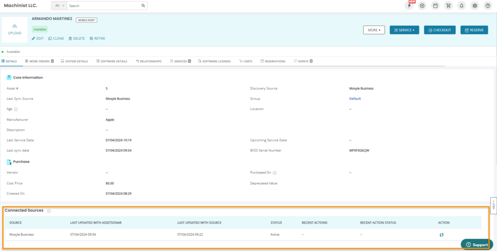 4. View asset information4