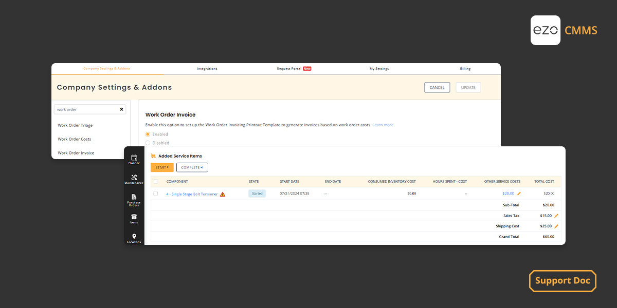 How to use work order invoicing in EZO CMMS